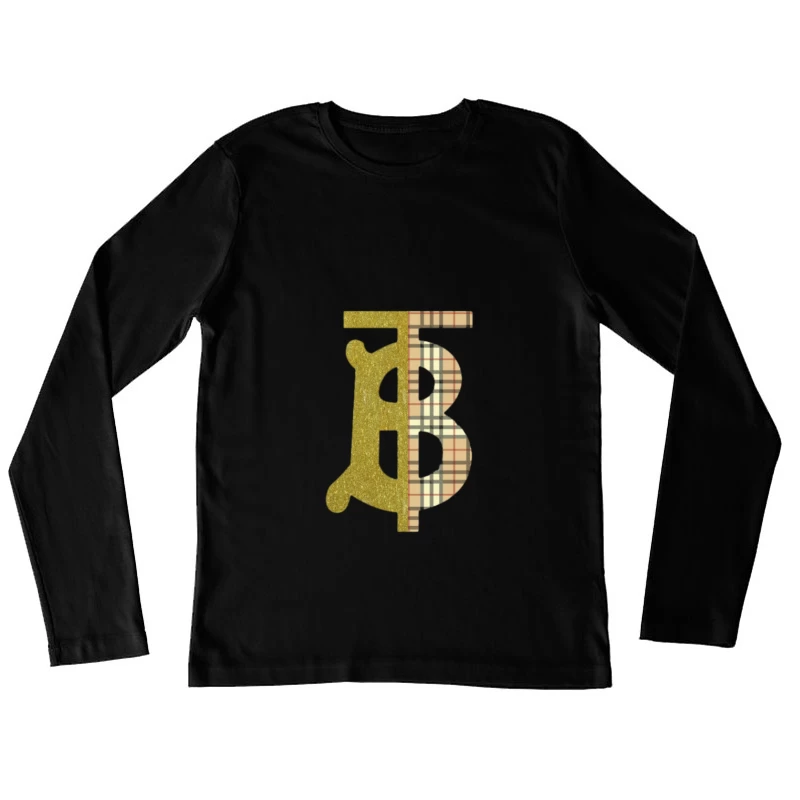 Glitzerndes Alphabet-Design Damen Langarm T-Shirt