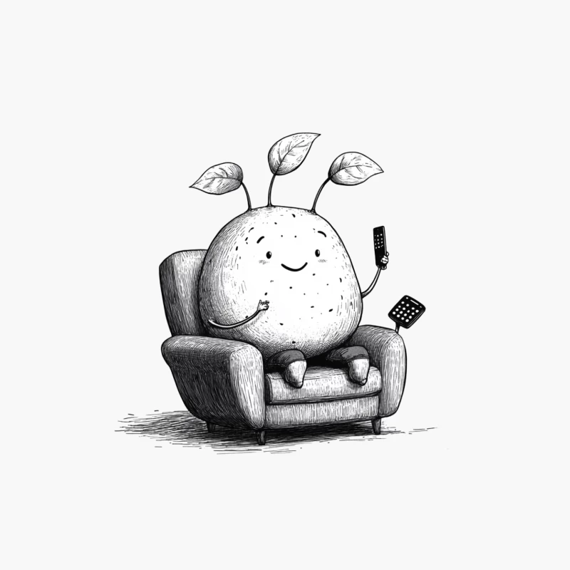 Whimsical Couch Potato: Anthropomorphic Plant Relaxing with TV Remote Cotton Tote Bag
