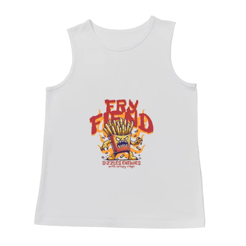 Angry French Fries Monster Character with Flames Illustration Male Tank Top