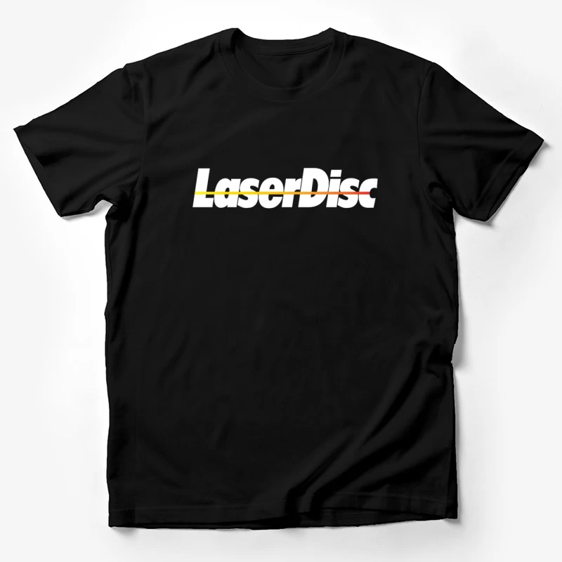 Retro Laser Disc Logo with Typography Outline Male T-Shirt