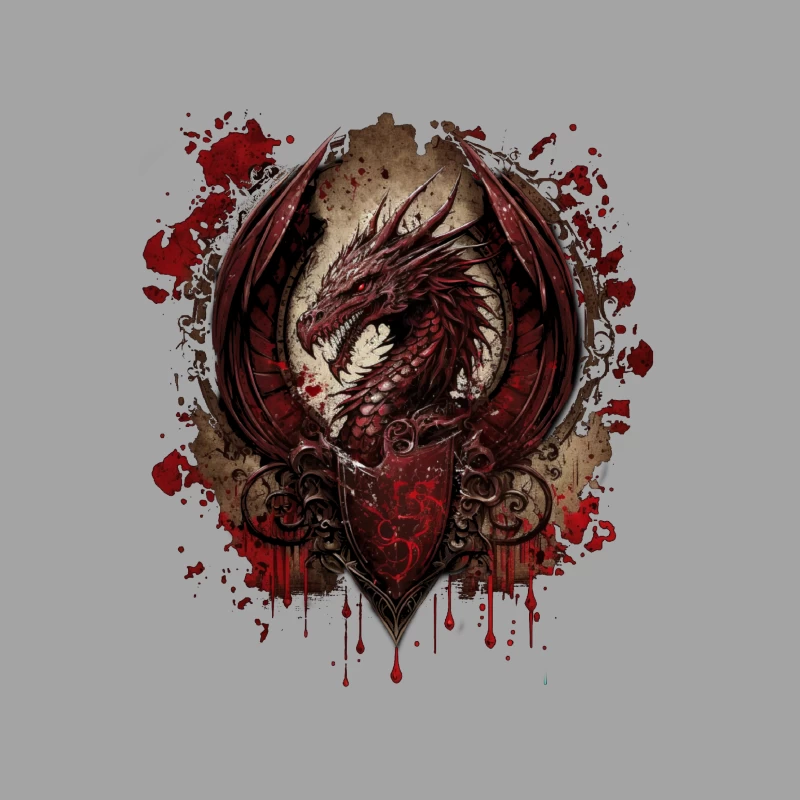 Dragon fantasy blood gothic dark mythical creature medieval Female T-Shirt