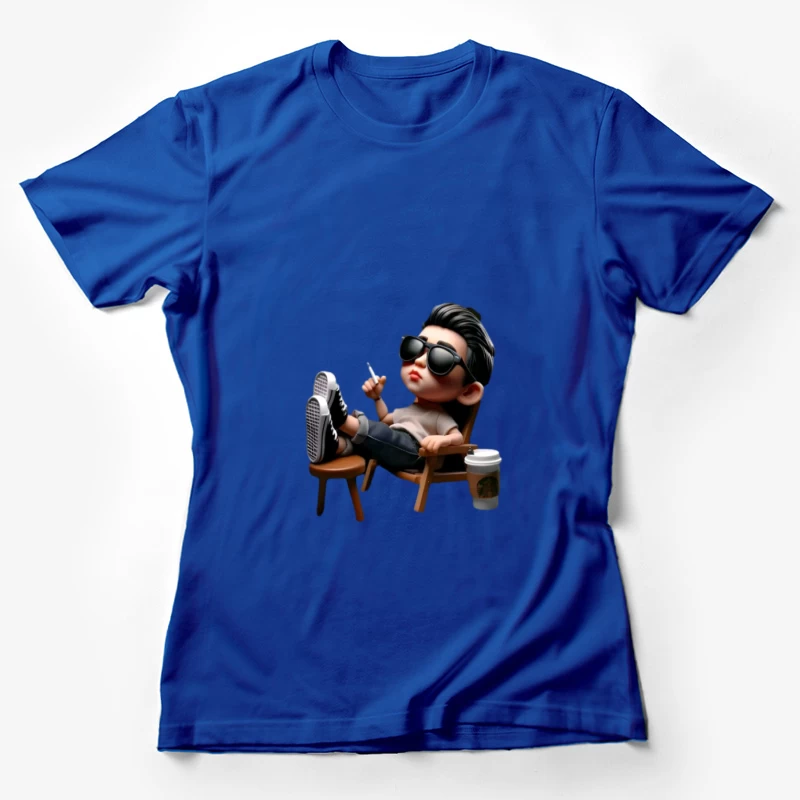 Entspannte Cartoon-Figur im Liegestuhl Damen T-Shirt