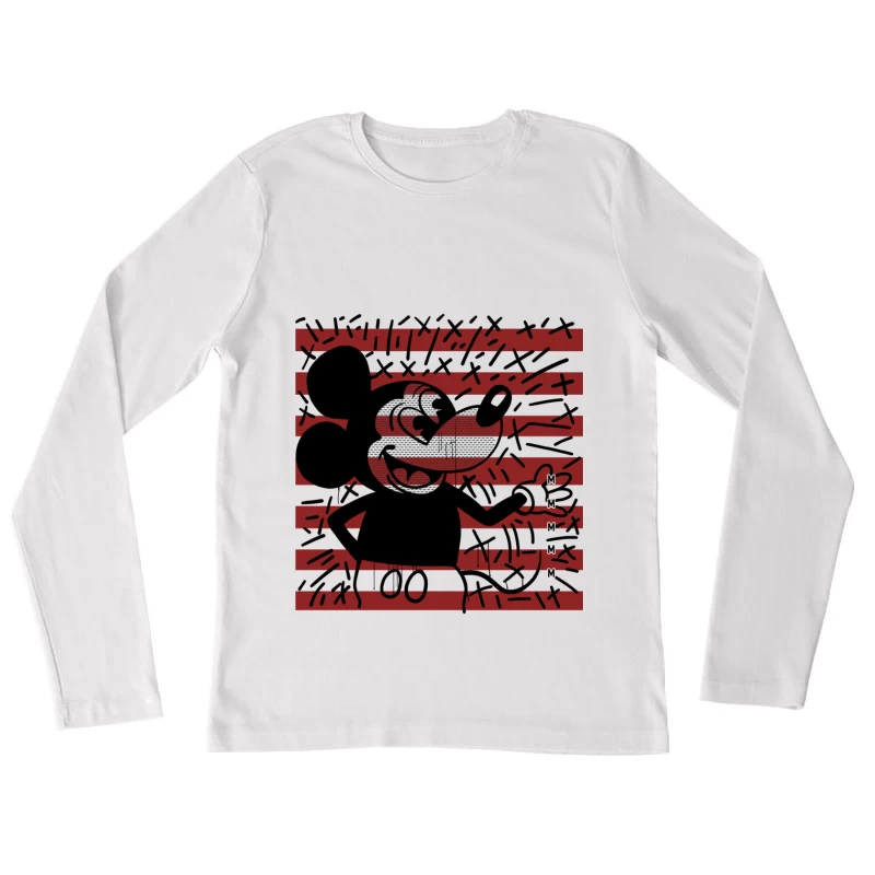 Künstlerische Silhouette mit Mustern Damen Langarm T-Shirt