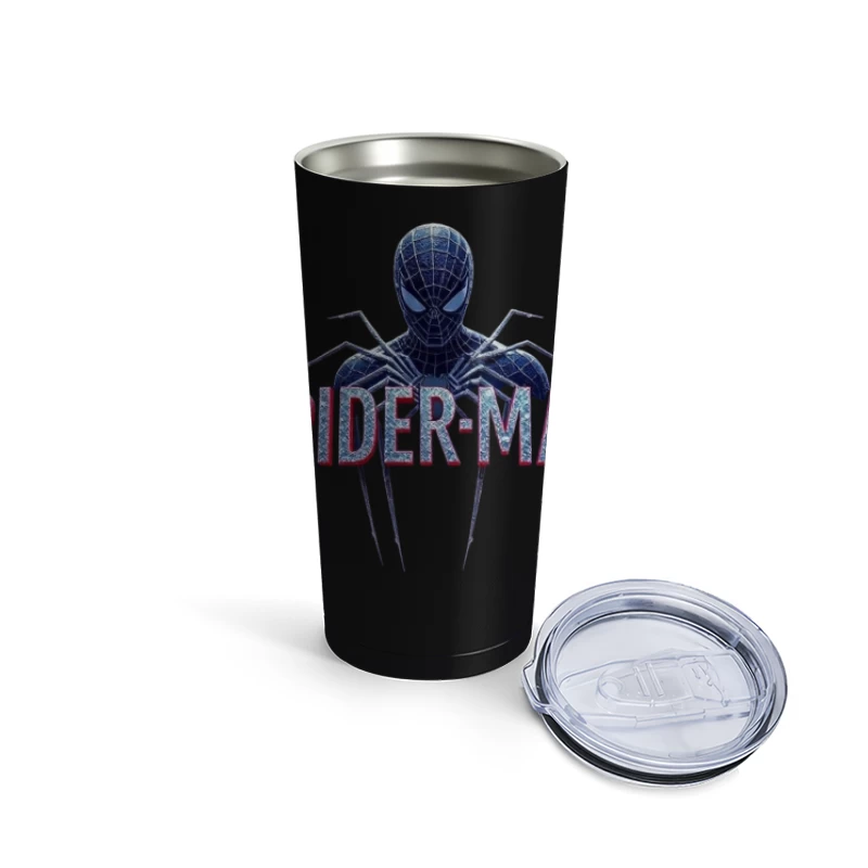 Spider-Man Black Suit Logo with Classic Text Design Travel Mug