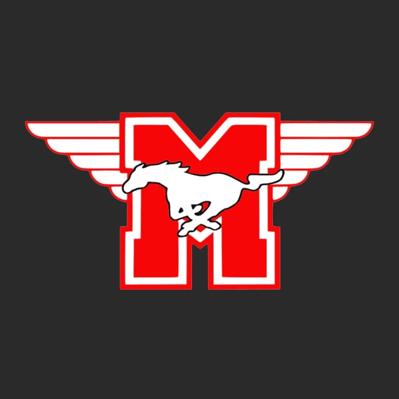 Winged Mustang Logo with Red M Baseball Cap