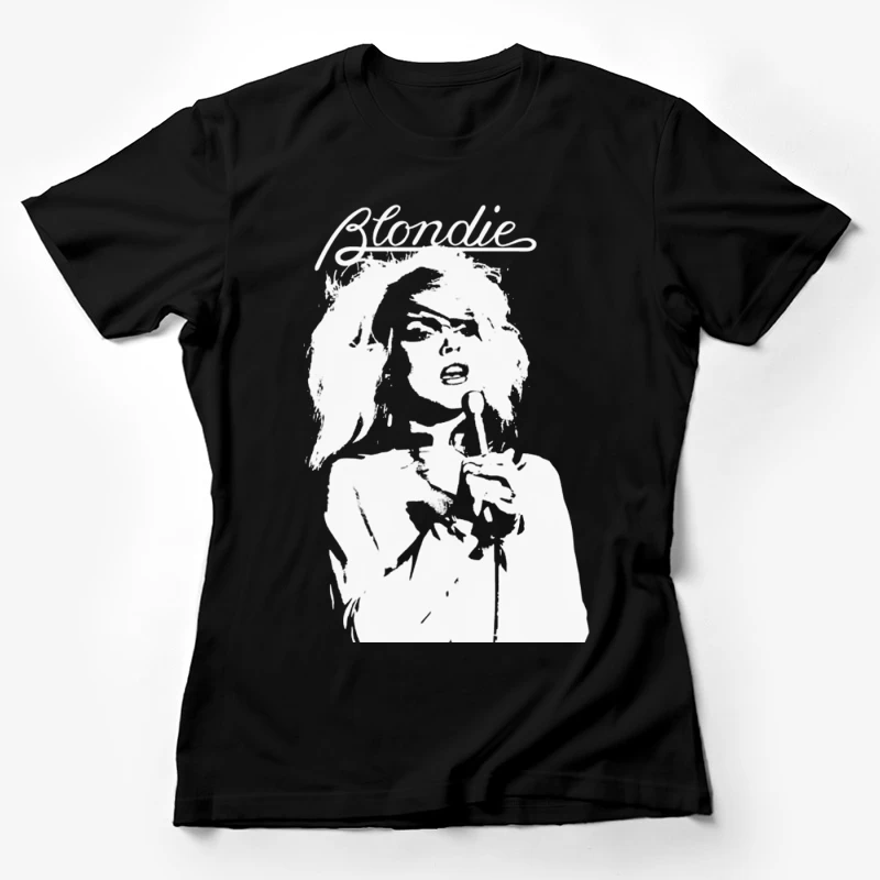 Artistic Line Drawing of Blondie Band Logo and Singer Female T-Shirt