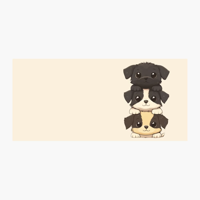 Cute Stacked Cartoon Puppies Illustration Coffee Mug