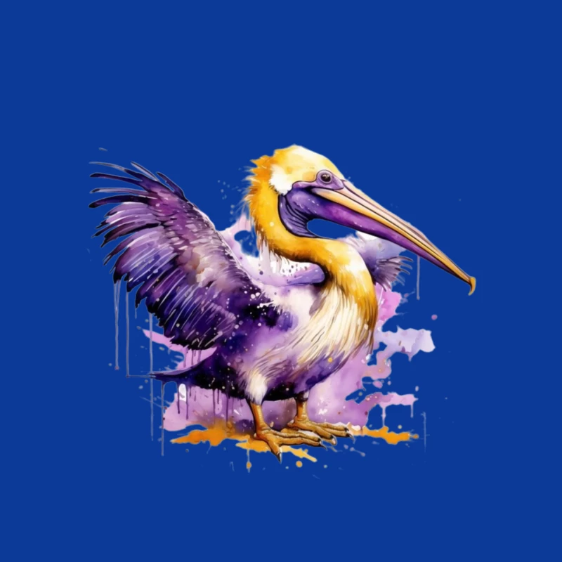 Colorful Watercolor Illustration of a Pelican Mouse Pad