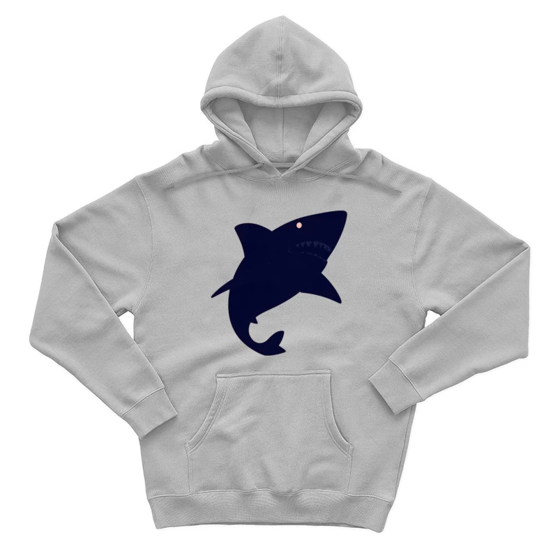 Navy Blue Cartoon Shark Silhouette Male Pullover Hoodie