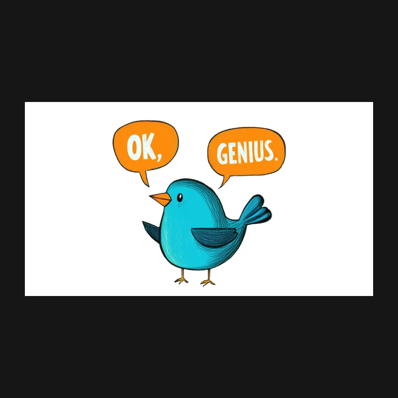 Sarcastic Blue Bird's "OK, Genius" Cartoon Desk Mat