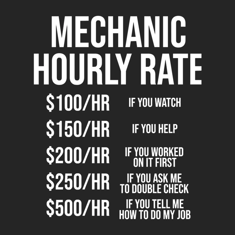 Mechanic's Humorous Progressive Hourly Rate Chart Male Pullover Sweatshirt