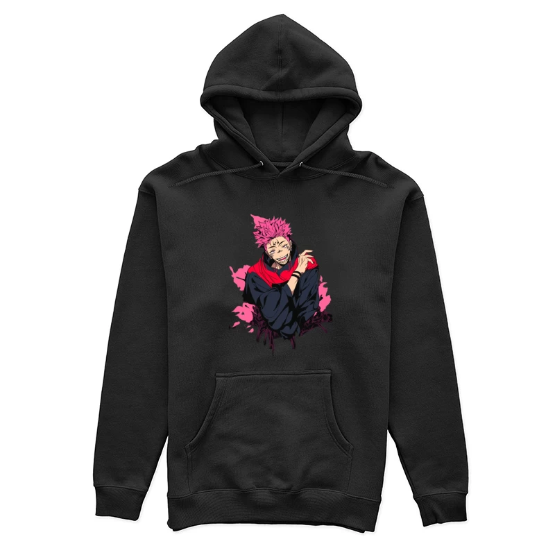 Anime-Charakter mit pinken Haaren und schwarzem Outfit Damen Pullover Hoodie