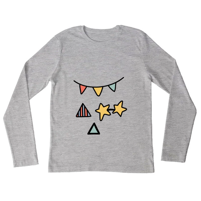 Décor de fête avec motifs étoilés et triangulaires Femme Manches Longues T-Shirt
