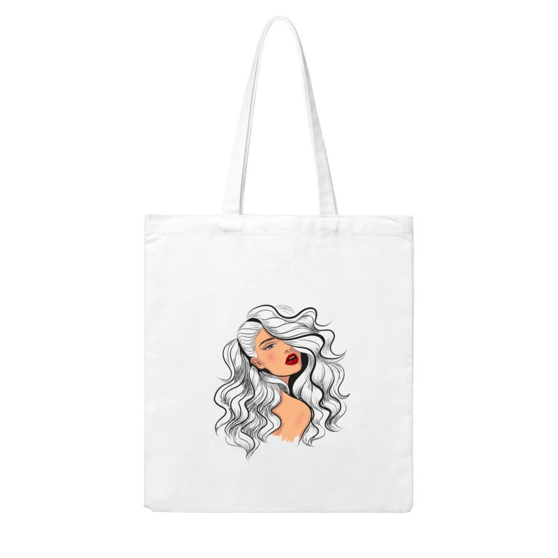 Portrait of a Beautiful Woman with Flowing Hair Cotton Tote Bag