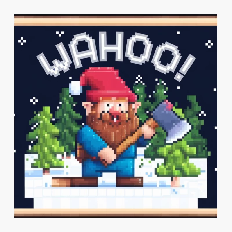 Pixelated Winter Lumberjack: Retro Gaming Wahoo! Pin