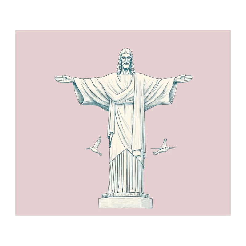 Iconic Christ the Redeemer Statue: Brazilian Landmark and Christian Symbol Tapestry