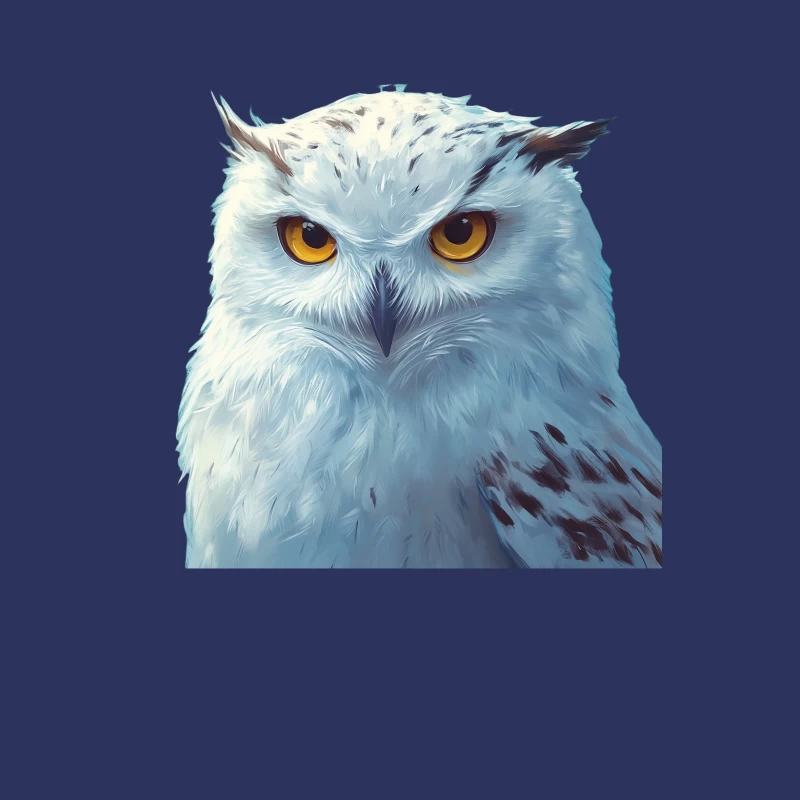 Digital Painting of a Majestic White Snowy Owl with Piercing Yellow Eyes Female T-Shirt