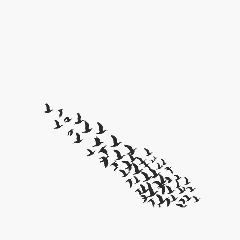 Silhouetted Flock: A Minimalist Portrayal of Bird Migration Cotton Tote Bag