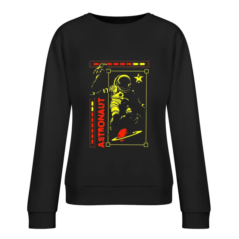 Retro Space Astronaut Vintage Poster Design Female Pullover Sweatshirt