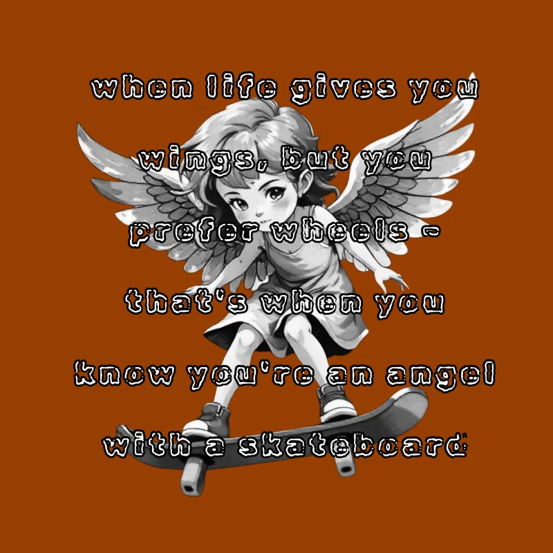 Angel on a Skateboard Throw Pillow