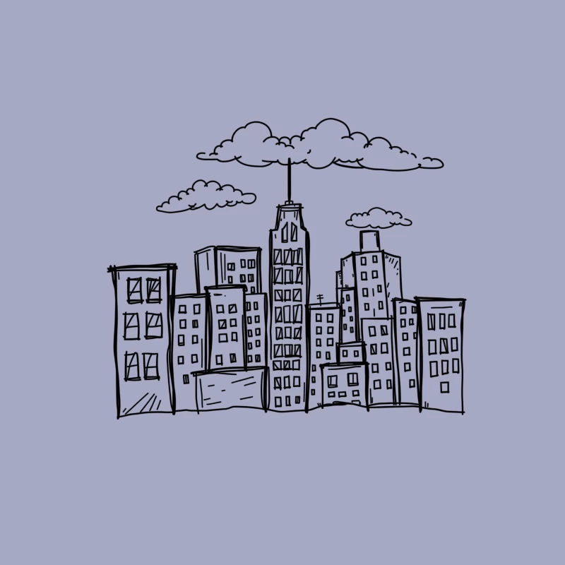 Artistic Doodle of a City Skyline Tapestry