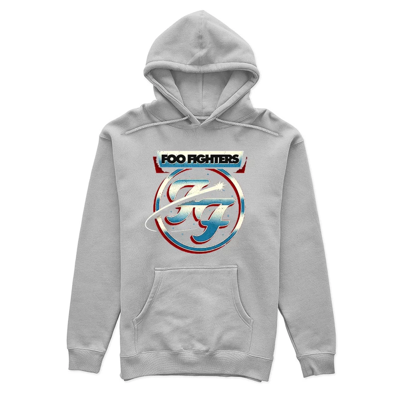 Foo Fighters Classic Circular Band Logo in Red and Blue Female Pullover Hoodie