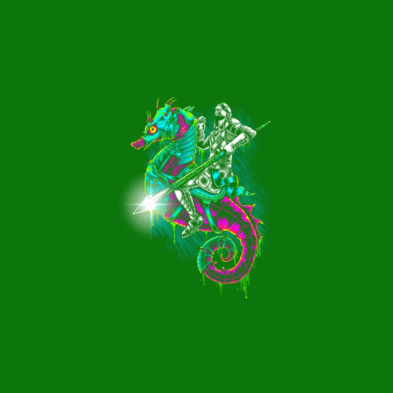 Knight Riding a Colorful Seahorse iPhone Case