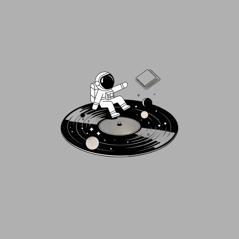 Cosmic Astronaut Dancing on Vinyl Record in Space Male Tank Top