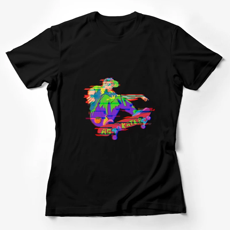Bunter Skater-Trick in Pixelkunst Damen T-Shirt