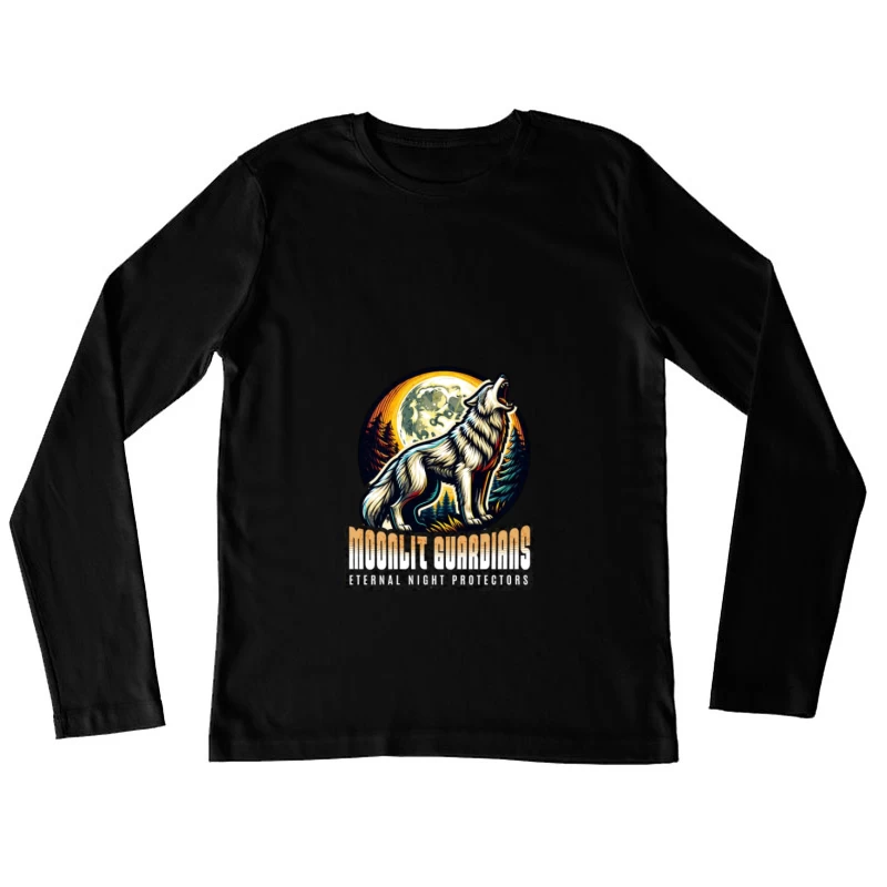 Mondwächter Wolf Heulen Nachtwald Damen Langarm T-Shirt
