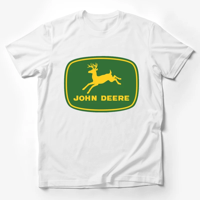 John Deere Classic Green and Yellow Logo with Leaping Deer Male T-Shirt