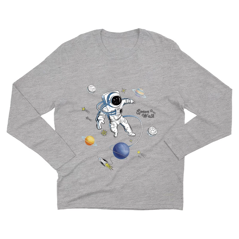 Astronaut im Weltraum mit Planeten und Sternen Herren Langarm T-Shirt