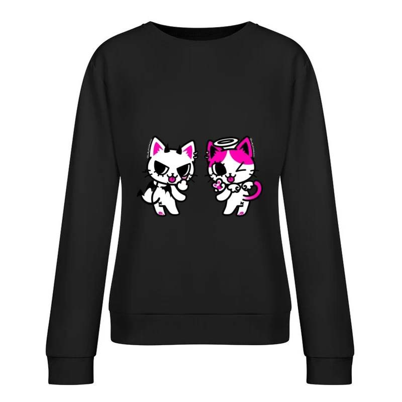 Teufel und Engel Katzen Damen Pullover Sweatshirt