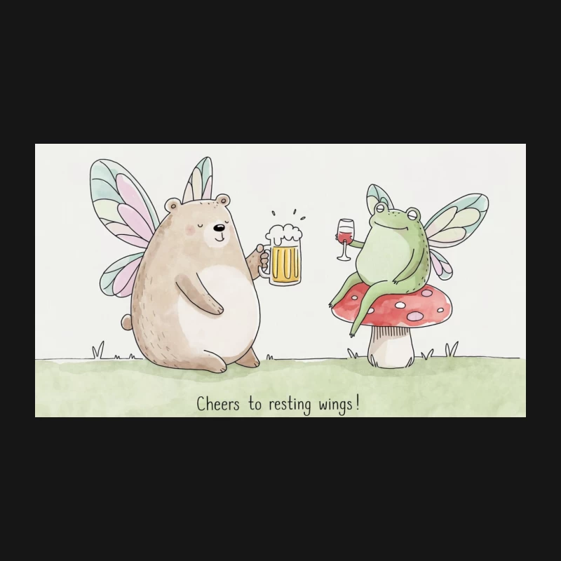 Whimsical Forest Friends Toast with Fairy Wings Desk Mat