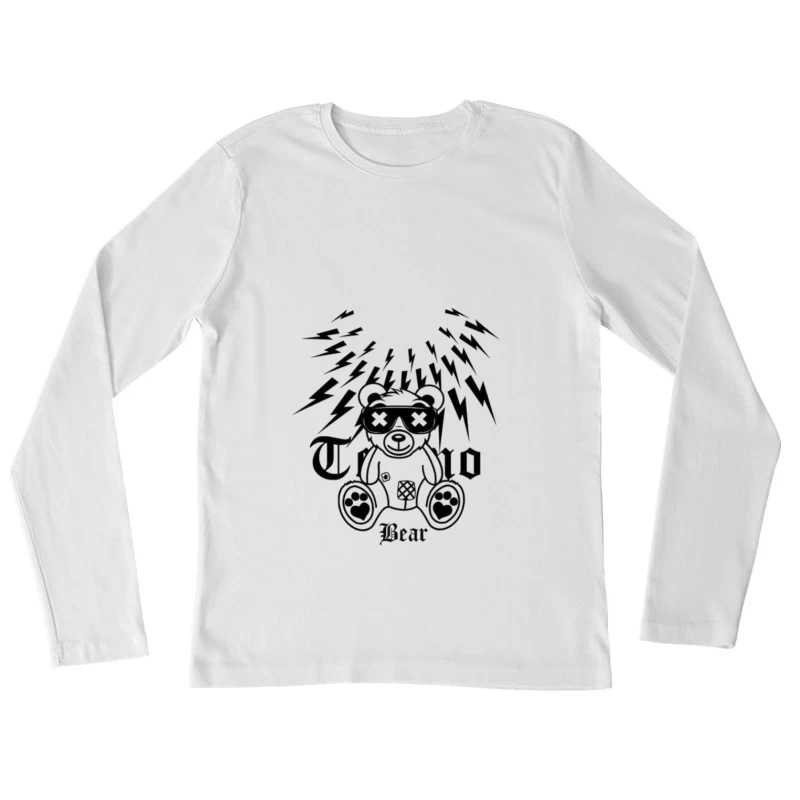 Techno Bär mit Blitzen Damen Langarm T-Shirt