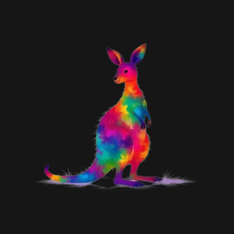 Rainbow Watercolor Kangaroo Art Mouse Pad