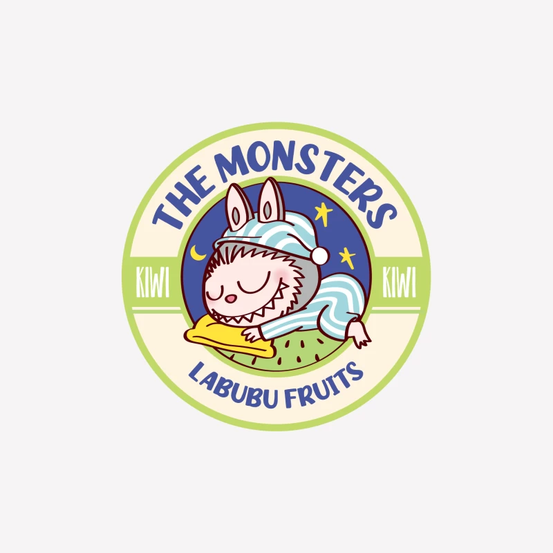 Schlafendes Monster-Logo mit Kiwi-Thema Herren T-Shirt