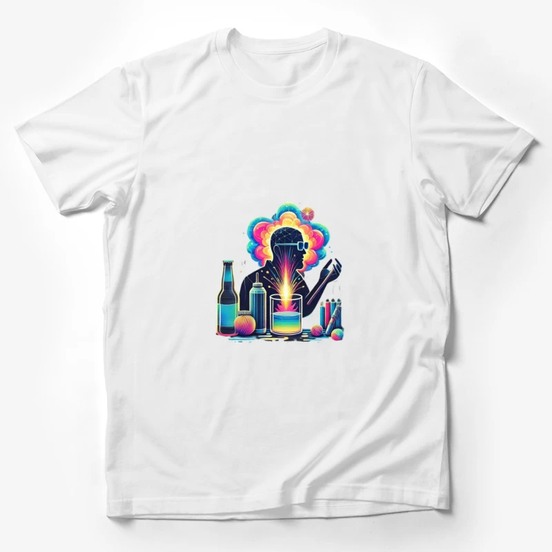 Colorful Mind: Creative Science and Imagination Illustration Male T-Shirt