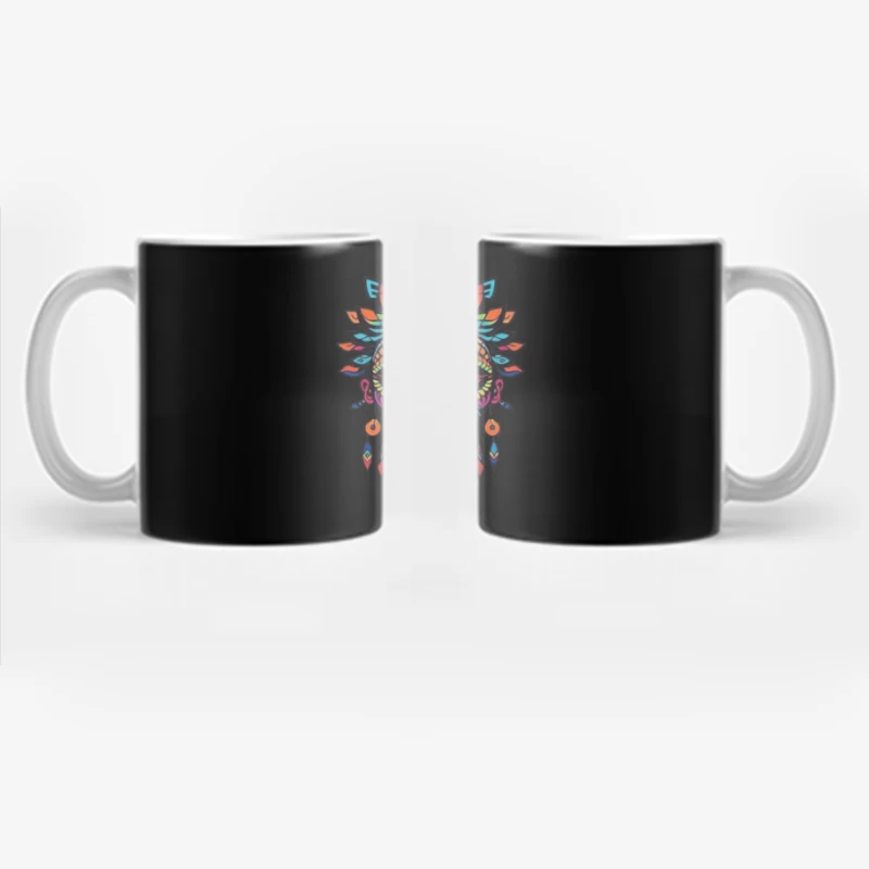 Colorful Tribal Mask Illustration Coffee Mug