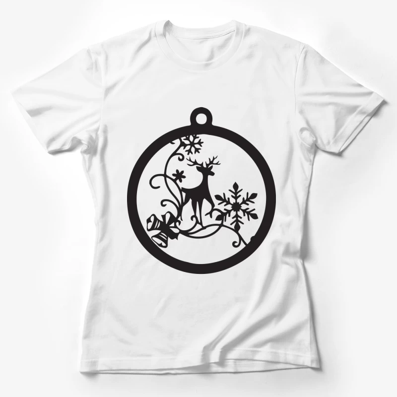 Ornement de Noël avec renne et flocons Femme T-Shirt