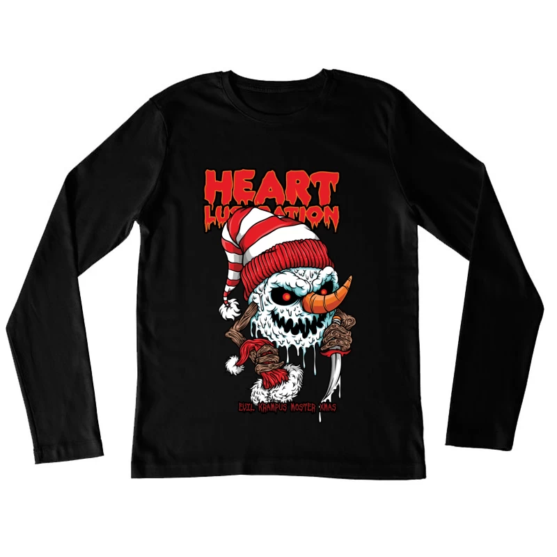 Horror Christmas Snowman with Krampus Theme Female Long Sleeve T-Shirt