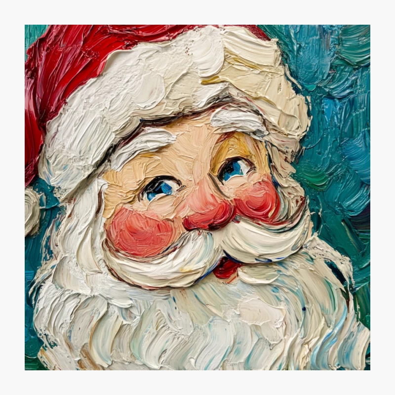 Textured Oil Painting of Santa Claus with Impasto Technique Pin