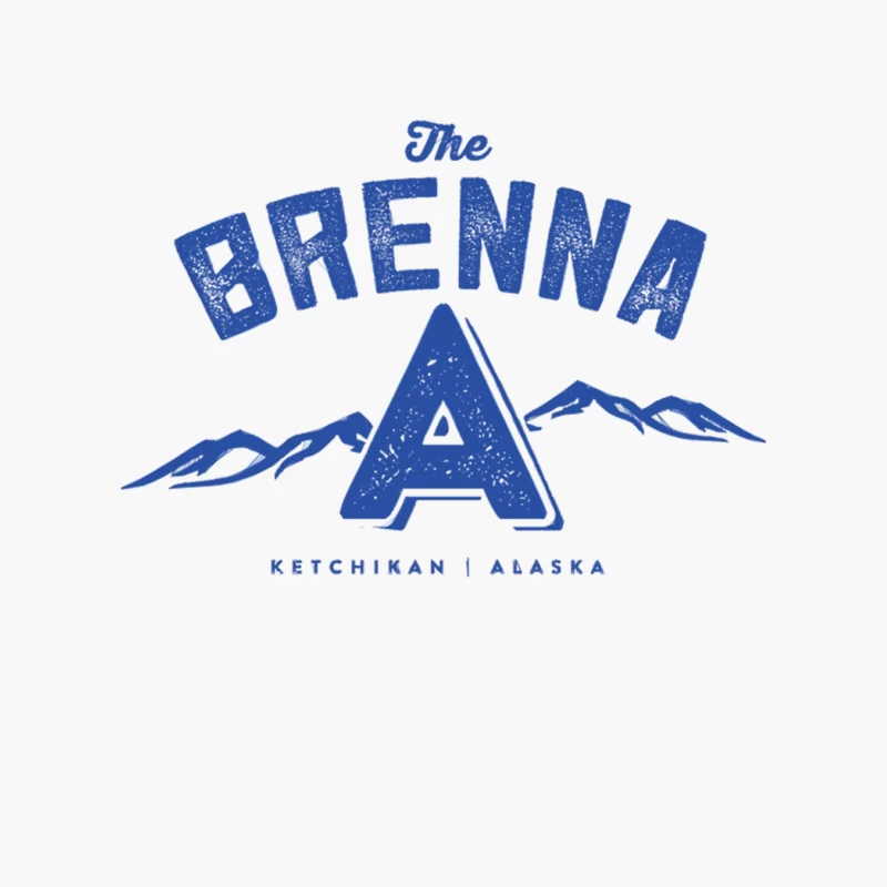 Vintage-Style Blue Logo for The Brenna in Ketchikan, Alaska Cotton Tote Bag
