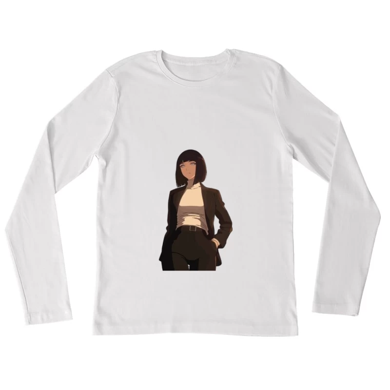 Anime-Figur im Anzug Damen Langarm T-Shirt