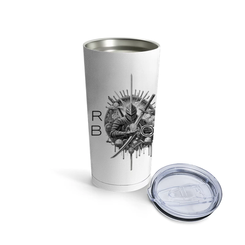 Warrior Booster Medieval Helmet Logo Design Travel Mug