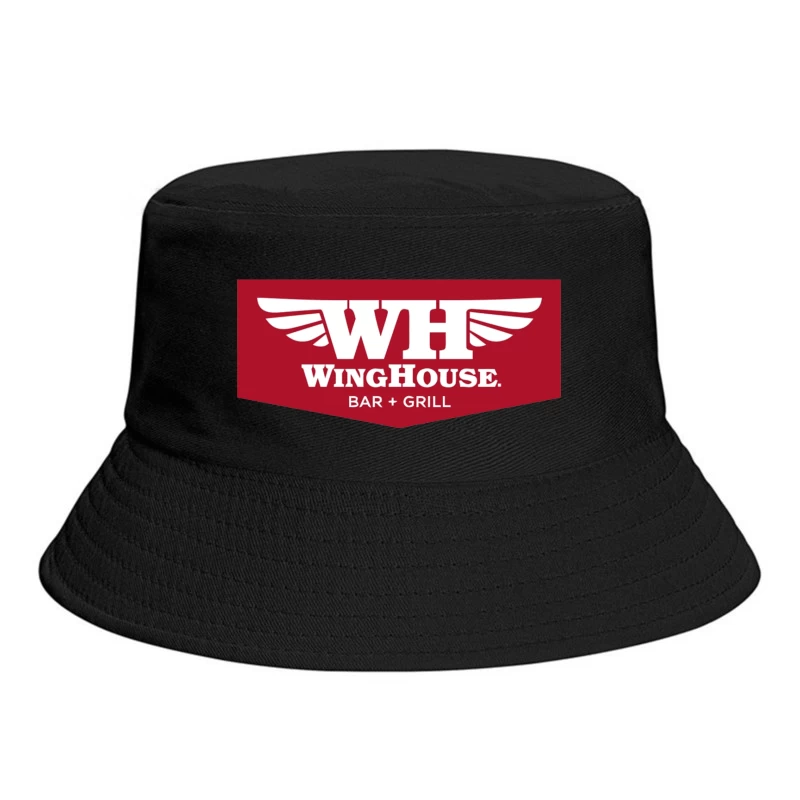 WingHouse Bar & Grill Restaurant Logo with Wings Design Bucket Hat