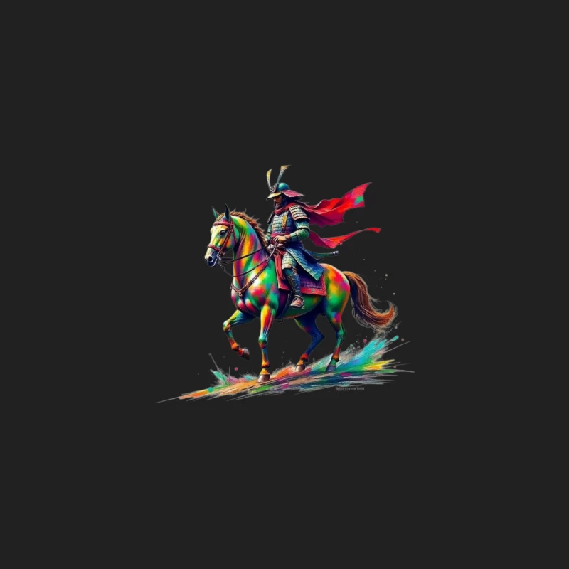 Colorful Samurai Warrior on Horse Bucket Hat