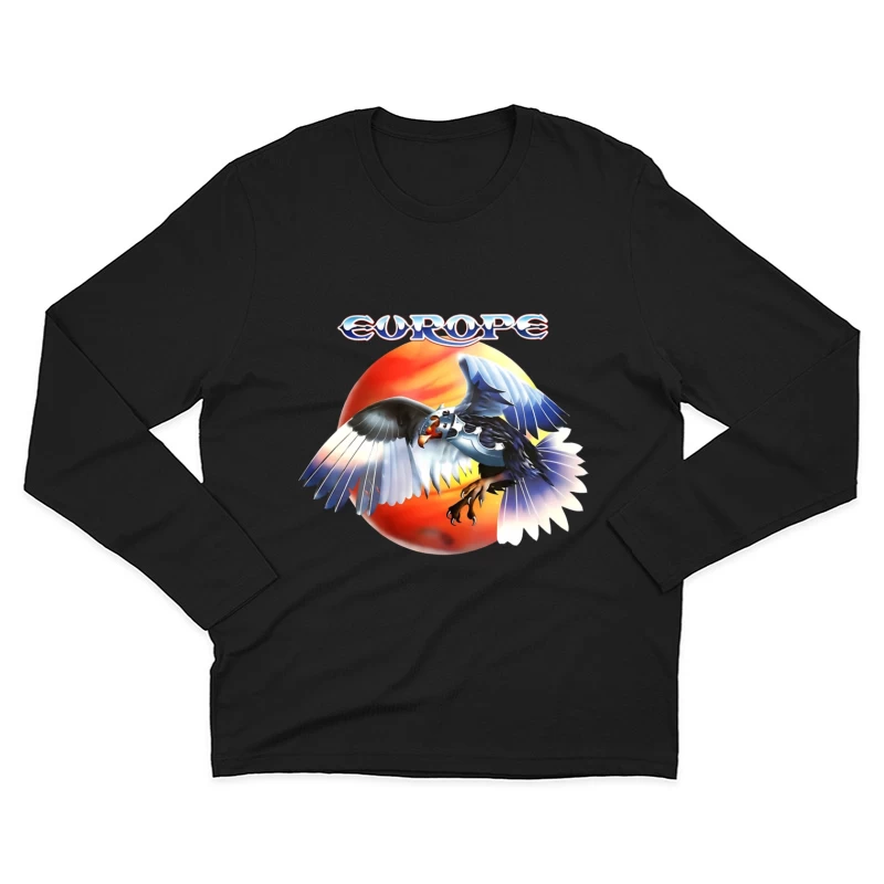 Europe Band Logo with Majestic Eagle Against Sunset Male Long Sleeve T-Shirt