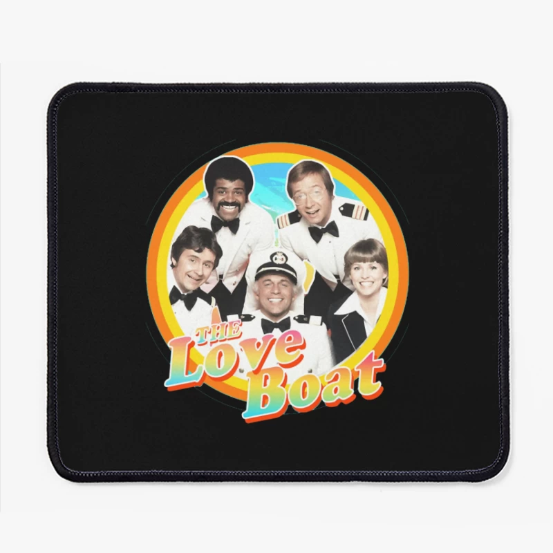 The Love Boat Classic TV Show Cast Promotional Image with Rainbow Circle Frame Mouse Pad