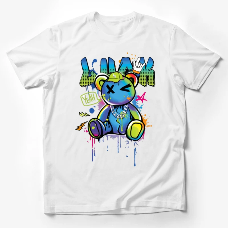 Bunter Graffiti-Bär mit Kappe Herren T-Shirt